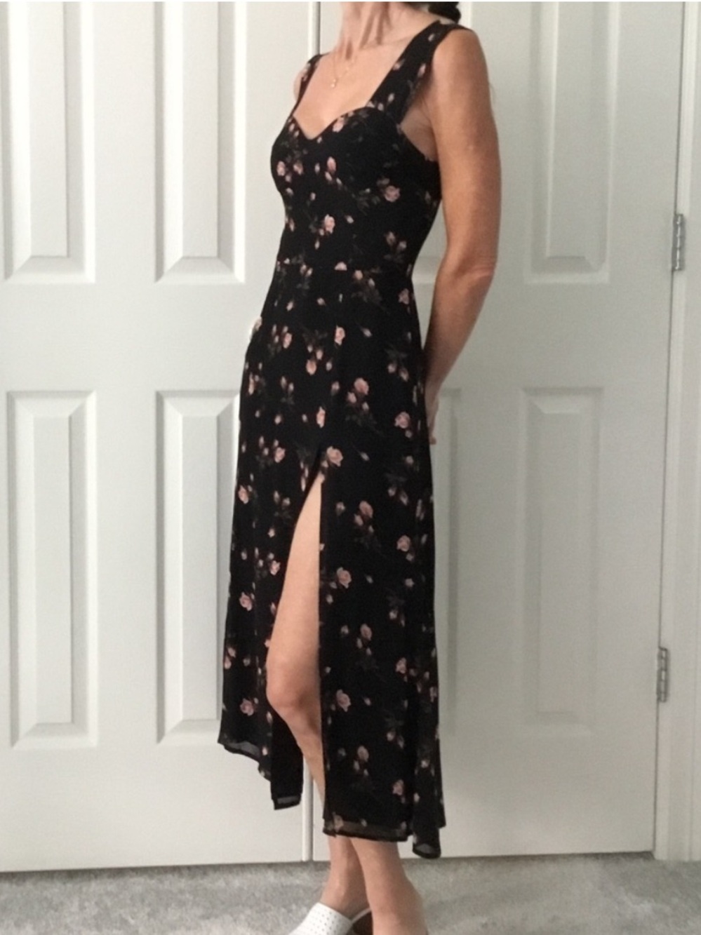 Reformation Fulton dress black floral size 2